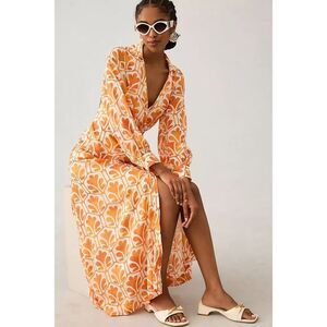 Anthropologie x Maeve Printed Wrap Shirt Dress Size 8